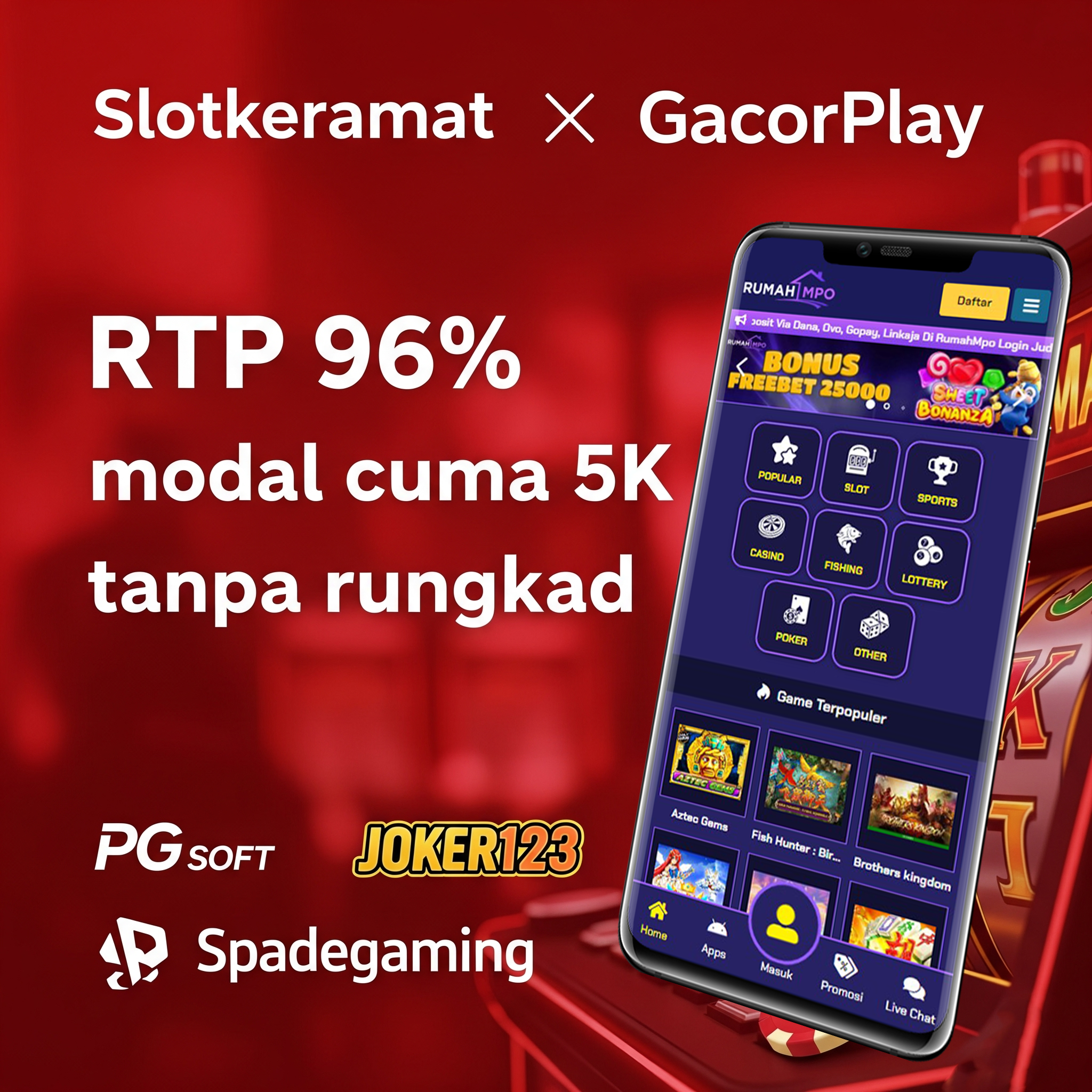 Slotkeramat & GacorPlay: Slot Modal 5K, RTP 96%, Tanpa Rungkad